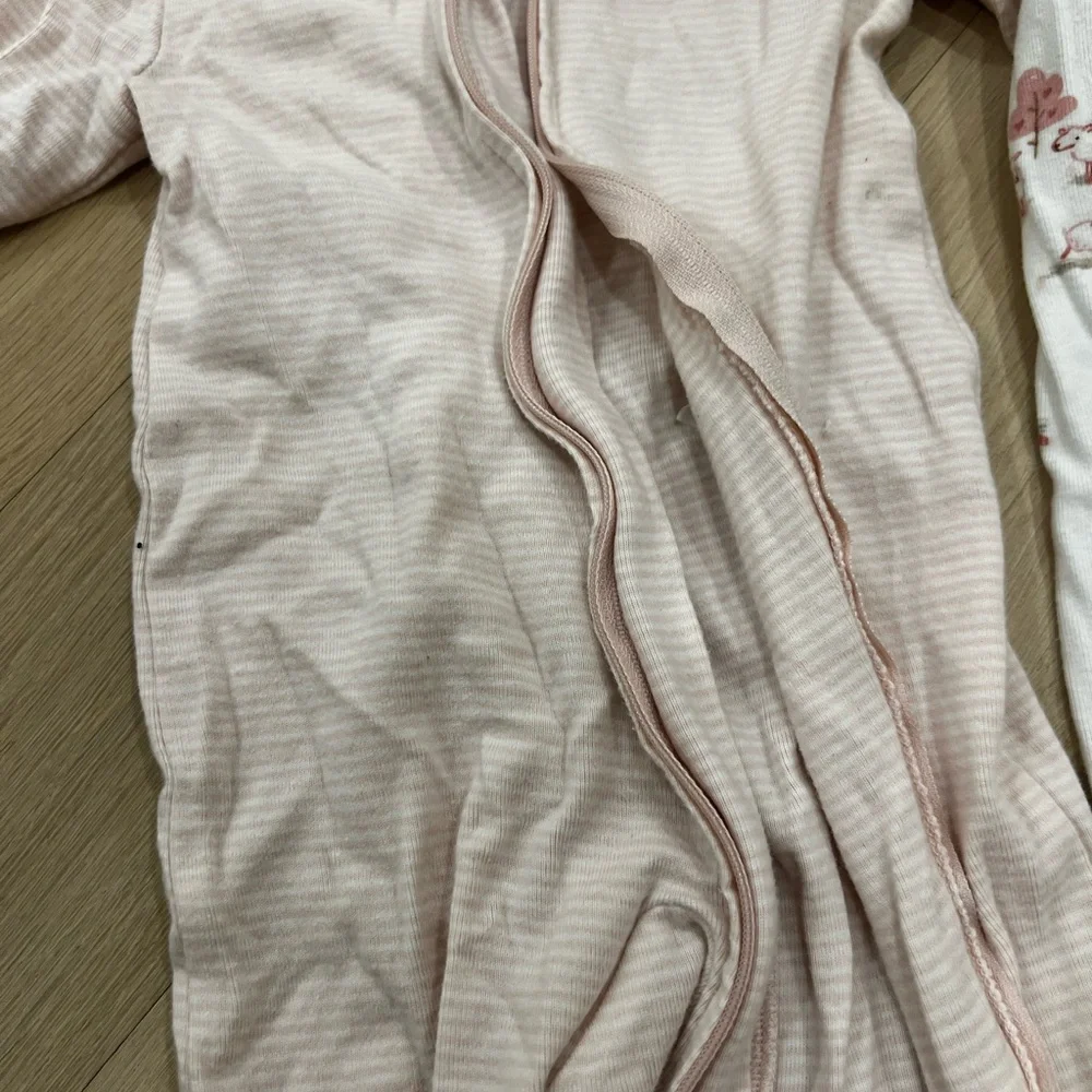 Carter's Light Pink & White Striped Baby Footed Zipper Romper